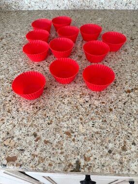 Set of Red Silicone Baking Cups - 12 Pack